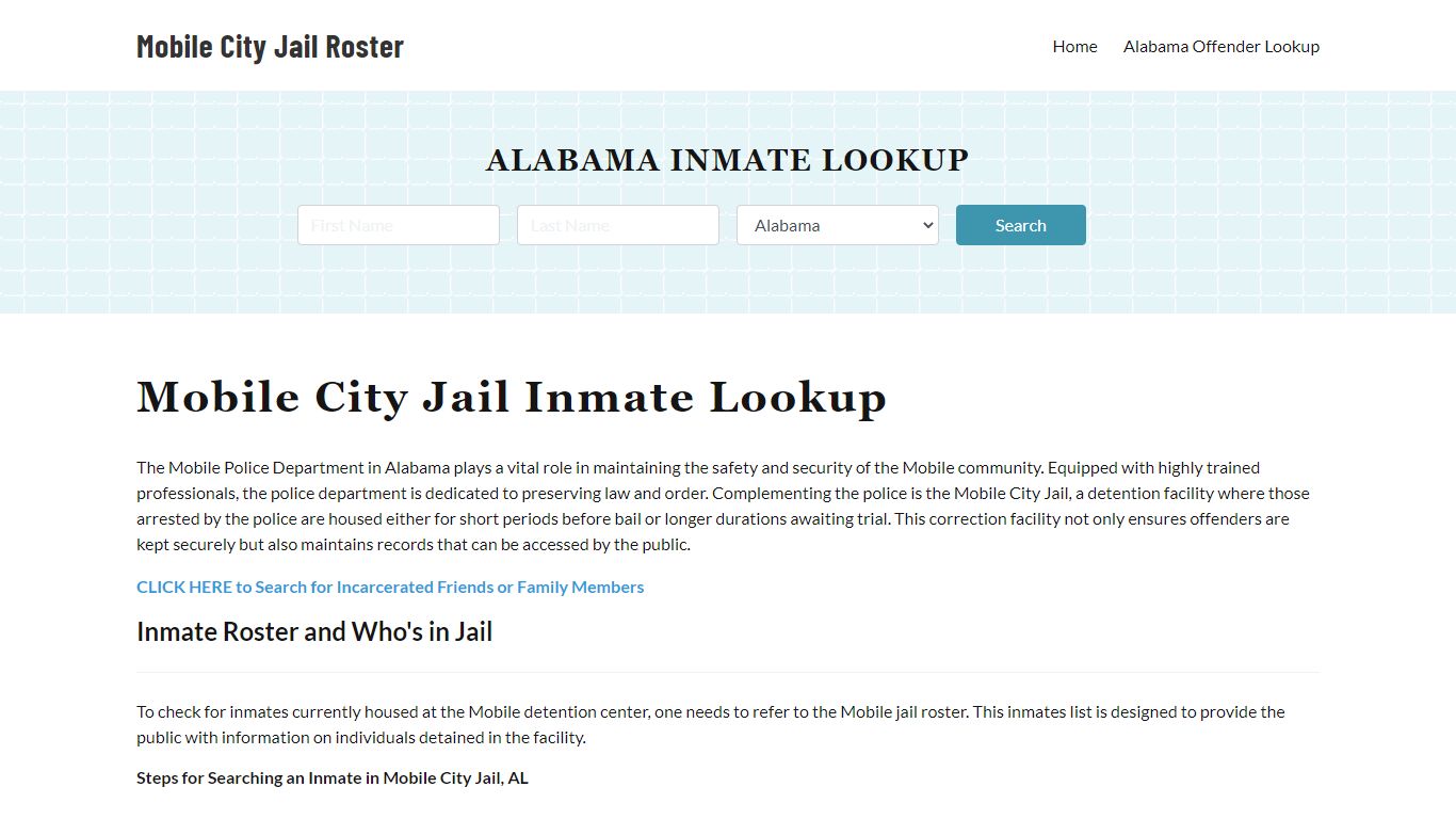 Mobile Police Department & City Jail, AL Inmate Roster, Arrests, Mugshots